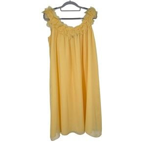 Carol Hannah Silk Chiffon Ruffle Dress Yellow Size 8 Sleeveless Lined Wedding